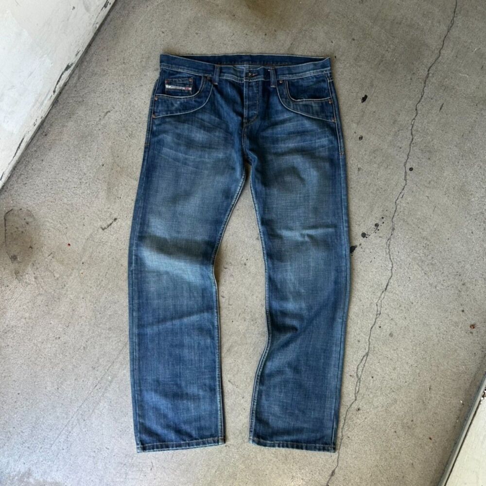 Vintage Diesel Mens Jeans Size 40 Blue Faded Denim Made in Italy Button Fly